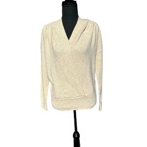 ASTR the Label Faux Wrap Oatmeal Pleated Sweater Size Medium
